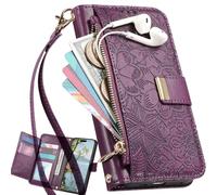 BaiFu Coque avec Leitz Phone 3, Housse à Motif Floral, dragonne, béquille, Sac à Main à Fermeture magnétique, Étui Portefeuille pour Leitz Phone 3-Violet