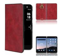 BaiFu Coque pour Microsoft Surface Duo avec Anneau Cover, Courroie de Poignet + Support de Visualisation, Protection de L'objectif, Cuir PU Etui Housse pour Microsoft Surface Duo-Rouge