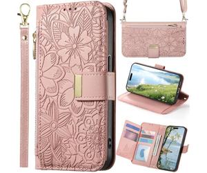 BaiFu Coque pour Oppo A80 5G pour Femmes, 6 Porte-Cartes, Support intégré, dragonne, Étui Portefeuille pour Oppo A80 5G-Rose