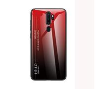 BaiFu Coque pour Oppo A9 2020 Étui de téléphone en Verre trempé dégradé de Couleur Housse pour Oppo A9 2020 (Rouge dégradé)