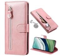 BaiFu Coque pour Oppo F31 Pro, Fermeture éclair Poche, Magnétique Flip Pochette Housse pour Oppo F31 Pro-Rose