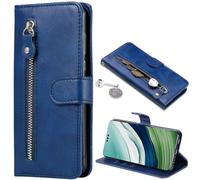 BaiFu Coque pour Oppo F31 Pro, Fermeture éclair Poche, Magnétique Flip Pochette Housse pour Oppo F31 Pro-Bleu
