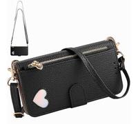 BaiFu Étui Le Sac bandoulière Compatible avec OnePlus Ace 6, Coque Portefeuille magnétique avec Porte-Cartes, Poche zippée et Long Cordon-Noir
