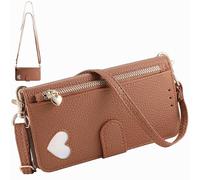 BaiFu Étui Le Sac bandoulière Compatible avec Redmi Turbo3/Poco F6, Coque Portefeuille magnétique avec Porte-Cartes, Poche zippée et Long Cordon-Marron
