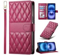 BaiFu Étui Portefeuille à Carreaux pour Realme C31 4G, Coque magnétique Compatible avec Realme C31 4G-Rouge