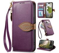 BaiFu Étui Portefeuille à Fermeture éclair pour Honor X6d/500 Smart, Dragonne, béquille, Coques à Motifs de Feuilles d'arbre pour Honor X6d/500 Smart-Morado