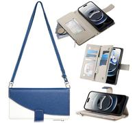 BaiFu Étui Portefeuille pour Realme C35, Porte-Monnaie avec emplacements pour Cartes de crédit, bandoulière, lanière, Fermeture éclair, protection-Bleu-02