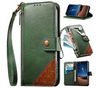 BaiFu Étui Portefeuille pour Vivo Y19S, Fermeture magnétique, Support intégré, Porte-Cartes, Coque à Fermeture éclair pour Vivo Y19S-Vert