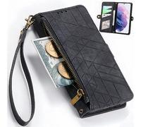 BaiFu Grille Géométrique Coque avec Samsung A56 5G/A36 5G/37, Fermeture éclair Poche, Boutons et Fente pour Carte Cover pour Samsung A56 5G/A36 5G/37-01