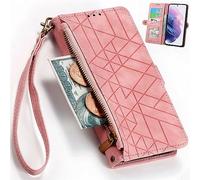 BaiFu Grille Géométrique Coque avec Samsung A56 5G/A36 5G/37, Fermeture éclair Poche, Boutons et Fente pour Carte Cover pour Samsung A56 5G/A36 5G/37-02