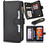 BaiFu Poche à Fermeture éclair Étui pour Sony Xperia XZ3, Housse en Cuir PU avec Rabat de Protection, Coque Portefeuille avec Sony Xperia XZ3-Noir