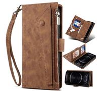 BaiFu Poche à Fermeture éclair Étui pour Vivo X200 FE, RFID Blocage, Stand, Coque Portefeuille avec Vivo X200 FE-Brun