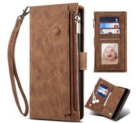 BaiFu RFID Blocage Coque pour Vivo X200 FE, Housse Fonction Stand Fermoir Aimanté pour Vivo X200 FE-Brun