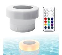 BAIFULAI 11,5 × 9,2 × 8 cm Flotteur flottant pour piscine : 16 couleurs RVB doseur de chlore pour piscine réglable avec télécommande réglable, doseur solaire avec lumières pour décoration de piscines