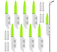 BAIFULAI 8 pièces Alarme de Touche pêche, bâtons Lumineux de pêche Verts pour Cannes à pêche, bâtons Lumineux pêche, lumières de Pointe de Nuit pour la pêche de Nuit en mer (Piles Non incluses)