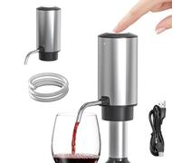 BAIFULAI Aérateur de vin électrique : acier inoxydable bec verseur de vin électrique avec câble USB et tuyau en silicone, distributeur de vin rechargeable intelligent cadeaux pour les amateurs de vin