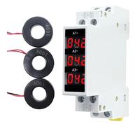 BAIFULAI Ampèremètre à rail DIN 3 phases, AC80-500 V 1-100 A, affichage numérique LED, compteur de courant modulaire triphasé, voltmètre numérique, ampèremètre, affichage des tendances de mesure