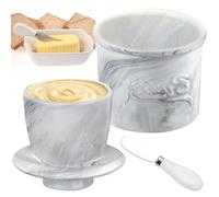 BAIFULAI Beurrier Eau Refroidie: 1 pièce Beurrier en céramique, avec Couteau à Beurre en Acier Inoxydable, pour Beurre tartinable (10 x 10 cm, Motif marbré)