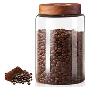 BAIFULAI Boîte à café hermétique sous vide en verre : 1800 ml Récipient à grains de café anti-fuite, boîte à café avec valve jetable et couvercle pour le café et plus de nourriture Fraîcheur et