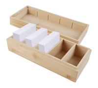 BAIFULAI Boîte à Fiches A8 en Bois - 20 x 8 x 6 cm - Avec Couvercle - Pour Bureau, École et Maison (Fiches Non Incluses)
