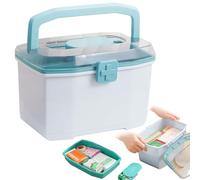 BAIFULAI boîte à pharmacie double couche 21 x 15 x 14 cm, rangement de médicaments avec champ de classification et poignée de transport