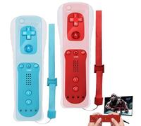 BAIFULAI Contrôleur Wii Premium : 2 Coques en Silicone pour Nintendo Wii/WiiU, Compatible avec Jeux Wii, Contrôleur Événementiel, pour Famille et Multiplayer (Rouge + Bleu)