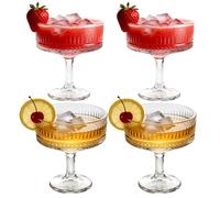 BAIFULAI Ensemble de 4 verres à champagne : coupes à champagne de 101 à 200 ml, verres à martini en verre, coupes à champagne côtelées pour les fêtes et les soirées, verres à vin rouge en cristal