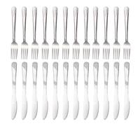 BAIFULAI Ensemble de couteaux et fourchettes à steak en acier inoxydable : ensemble de couverts à steak polis brillants comprenant 12 couteaux et 12 fourchettes, idéal pour la maison, les restaurants