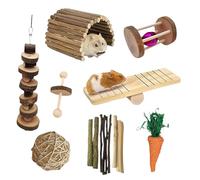BAIFULAI Ensemble de jouets à mâcher pour lapin, hamster, en bois naturel, avec bâtonnets de pomme, jouet de foin Timothy, jouet molaire, pour petits animaux, soins dentaires pour hamster, cochon