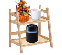 BAIFULAI Étagère à épices de cuisine, 29 x 27 x 18 cm, 2 étagères, imitation bambou, tissage en rotin, décorative, étagère à épices, rangement debout, porte-fleurs, bibliothèque, organisateur pour