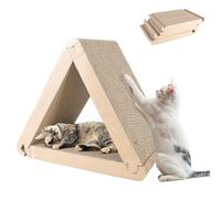 BAIFULAI Griffoir triangulaire pour chat en carton ondulé, 6 côtés utilisables en carton, tapis griffoir pour chat, disponible des deux côtés, tapis à gratter pour chat (marron)