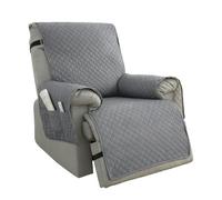 BAIFULAI Housse de fauteuil pour fauteuil TV - Imperméable - Avec poches - Grande housse pour fauteuil relax - Avec 2 sangles réglables - Antidérapante et lavable - Gris foncé - 71 cm
