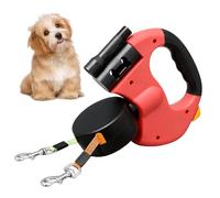 BAIFULAI Laisse rétractable pour 2 chiens, 3 m, double laisse pour 2 chiens, avec lumière, poignée antidérapante, extensible, pour chiens de petite et moyenne taille, rouge