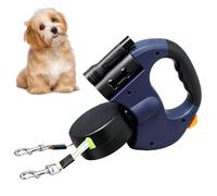 BAIFULAI Laisse rétractable pour 2 chiens, 3 m - Double laisse pour 2 chiens avec lumière - Poignée antidérapante - Extensible - Pour chiens de petite et moyenne taille - Bleu