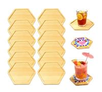 BAIFULAI Lot de 12 dessous de verre en mosaïque : 10,5 × 9 × 1 cm Coquilles de fond vides, sous-verres en mosaïque de bambou pour travaux manuels, fournitures de mosaïque DIY, gobelets à boire et