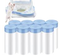 BAIFULAI Lot de 160 sacs poubelles avec poignée de transport, 45 x 50 cm, bac à litière autonettoyant pour chat, avec cordons de serrage, étanches aux liquides - 8 rouleaux