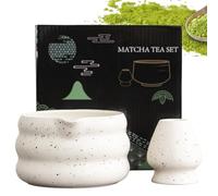 BAIFULAI Lot de 2 bols à matcha, bol à matcha avec support fouet et bec verseur, bol à matcha japonais, accessoires pour cérémonie de matcha, blanc