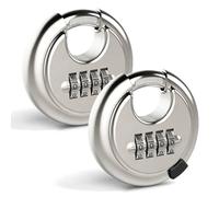 BAIFULAI Lot de 2 Cadenas À Combinaison 70 mm - Cadenas À Combinaison Rond À 4 Chiffres En Acier Inoxydable 201 - Cadenas Avec Code Numérique - Pour Entrepôt, Abri De Jardin