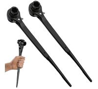 BAIFULAI Lot de 2 clés à cliquet pour construction d'échafaudage 19/22 mm, clé d'échafaudage commutable droite/gauche en CR-V, cliquet d'échafaudage avec phosphatation noire résistante à la corrosion