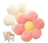 BAIFULAI Lot de 2 coussins à fleurs : coussin de 40 cm, sol floral tatami doux, confortable, pour salon, chambre à coucher, canapé (blanc et rose)