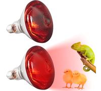 BAIFULAI Lot de 2 lampes chauffantes à lumière rouge pour poussins, 150 W E27, en verre de quartz épais, pour poulailler, porcelets et chiots, durée de vie : 5 000 heures