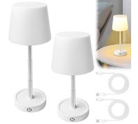 BAIFULAI Lot de 2 lampes de table LED rechargeables par USB - Lampe de table télescopique réglable en hauteur - Lumière jaune chaude - Lampe de chevet tactile sans fil pour table de chevet, chambre à