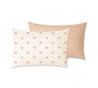 BAIFULAI Lot de 2 mini oreillers : 28 × 18 cm Lavable en machine Petit coussin de sieste Petit coussin pour poignet, genou, nuque, colonne lombaire, voyage (imprimé marron et soleil)
