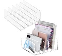 BAIFULAI Lot de 2 porte-lettres en acrylique - 12,2 x 12,2 x 5,3 cm - Avec 5 compartiments - Porte-documents en acrylique - Organiseur de bureau vertical - Support pour bureau