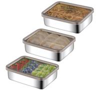 BAIFULAI Lot de 3 boîtes à charcuterie Fresh en acier inoxydable pour réfrigérateur, saucisse, fromage, 500 ml, stockage de charcuterie