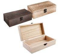 BAIFULAI Lot de 3 Boîtes en Bois avec Couvercle - 20 x 10 x 6 cm - Boîte de Rangement en Bois Naturel - Cadeau pour la Maison, le Bureau, la Décoration de la Maison