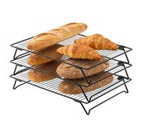 BAIFULAI Lot de 3 étagères de Refroidissement empilables : 40 x 25 x 7 cm Refroidisseur à gâteau empilable, Grille à gâteau antiadhésive, Grille de Refroidissement Peu encombrante pour rôtir