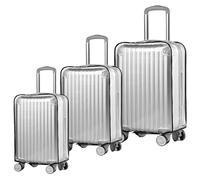 BAIFULAI Lot de 3 housses de protection pour valise en PVC transparent avec bordure noire, anti-poussière, anti-rayures, réutilisables pour les voyages (50 + 24 + 28 pouces)
