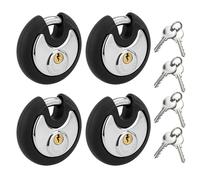 BAIFULAI Lot de 4 serrures à anse rondes de 70 mm, cadenas avec 8 clés, serrure ronde avec manille en acier inoxydable, serrure à disque ronde résistante aux intempéries