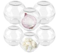 BAIFULAI Lot de 6 boîtes à oignons, boules de conservation, ail et oignons, en plastique, pour réfrigérateur, 7 et 9 cm de diamètre, transparentes, rangement de l'ail